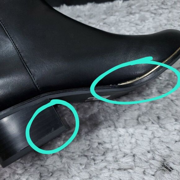 READ Lane Bryant 10 Wide Ankle Boots Booties Faux Leather Block Heel Black 10W - Picture 2 of 9